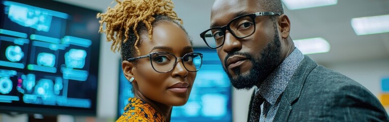 A female project manager and chief engineer discuss engine design while reviewing a tablet
