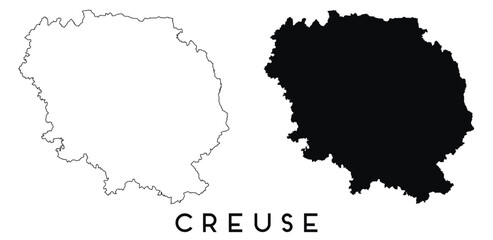 Creuse map outline and black silhouette vector