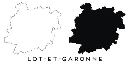 Lot et Garonne map outline and black silhouette vector © Alex