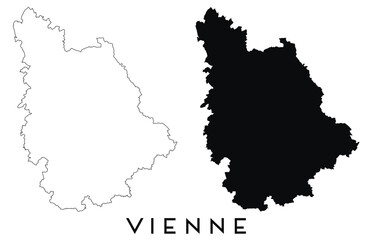 Vienne map outline and black silhouette vector
