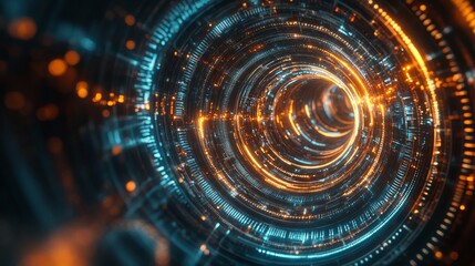 Obraz premium A digital depiction of an endless swirl of technology, with countless data points represented as intricate details