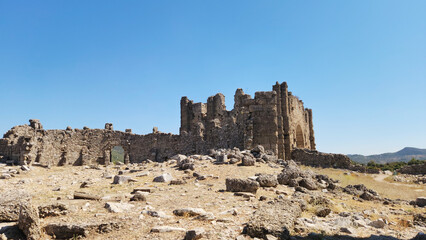 Northwestern view of the basilica in the Aspendos ancient city
