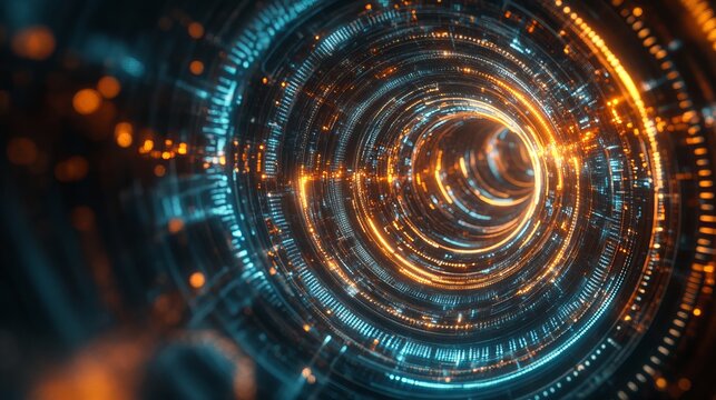 A digital depiction of an endless swirl of technology, with countless data points represented as intricate details