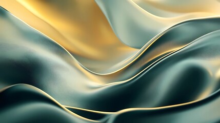 Fototapeta premium abstract dynamic sleek green and yellow gradient energy flow wave curve lines background 