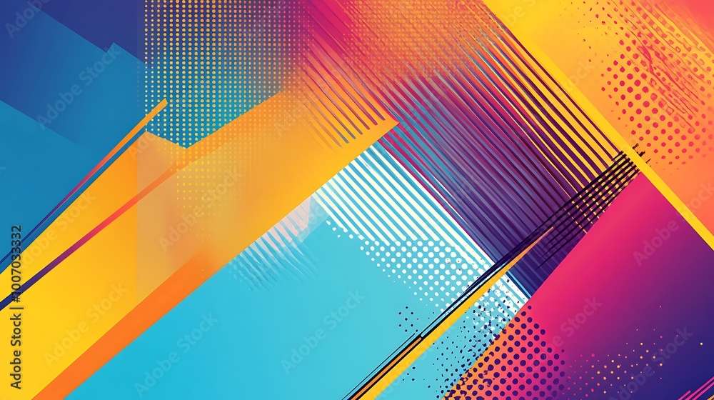 Poster abstract background with bright colors and geometric shapes.