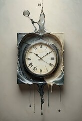 A creative artwork featuring a melting clock, symbolizing the fluidity of time and artistic expression. Perfect for themes of time management, creativity, and modern design.