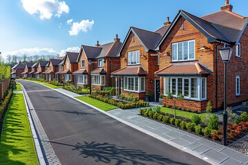 Charming Suburban Street with Modern Brick Houses