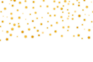 Gold glowing stars confetti isolated on transparent background. Sparkle stars falling for design and decoration. Luxury sparkling confetti. Festive decoration design elements, PNG
