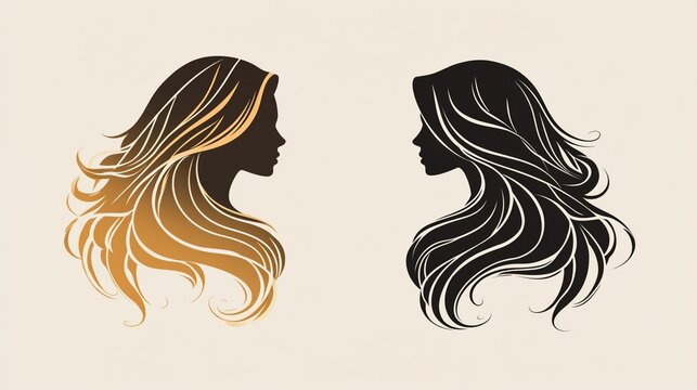 Contrasting hairstyles showcasing bold designs in black and gold color tones