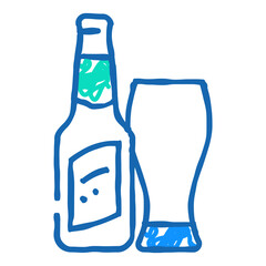 beer glass bottle doodle icon sketch vector. beer glass bottle sign. isolated symbol illustration