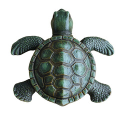 Fototapeta premium Top view of a green sea turtle with a detailed shell on a transparent background