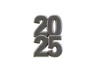 2025 New Year Silver number, Extend Warm Wishes for a Happy New Year and Merry Christmas with this silver number design 3d rendering vector illustration