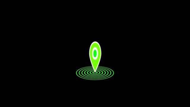 Locetion icon parrot green colour animetion black background.
