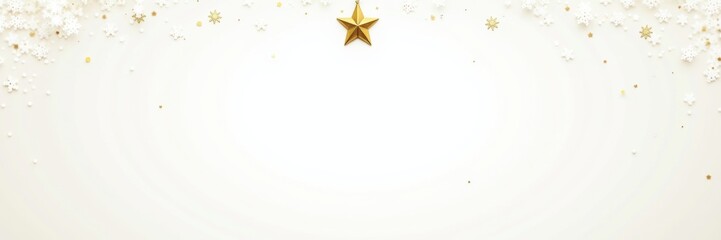 Obraz premium A soft, festive background featuring a golden star and shimmering particles, perfect for holiday greetings, invitations, and celebratory designs.