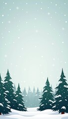 Obraz premium A serene winter landscape featuring snow-covered evergreen trees and gentle snowfall, perfect for holiday-themed projects and seasonal marketing.