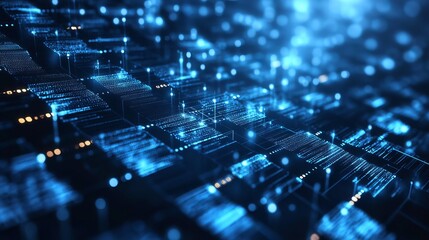 Fototapeta premium Data hubs seamlessly intertwine in a global network, where vast information is visualized, revealing blockchain's impact. Financial landscapes shift, and social databases emerge