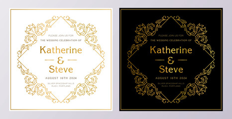 Frame for invitation in modern vintage style. Frame template for cards, posters, banners