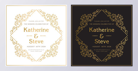 Frame for invitation in modern vintage style. Frame template for cards, posters, banners