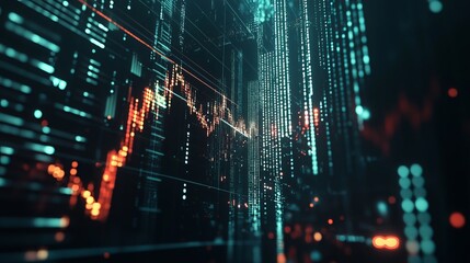 Obraz premium Futuristic stock market or forex trading graph, ideal for financial investment analysis, economic trend forecasting, or business concept presentations