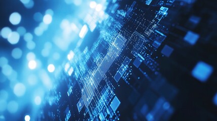 Abstract Digital Background with Blue Light Effects