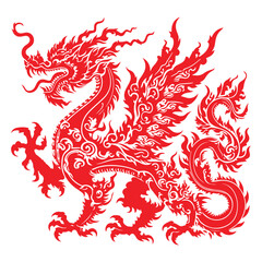 Chinese dragon tattoo style. Dragon vecctor design for t-shirt