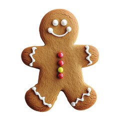 Smiling Gingerbread Man Cookie with Icing Buttons
