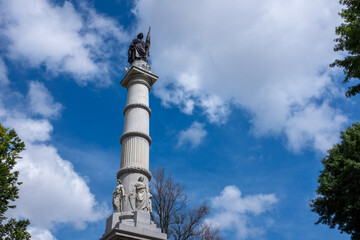 Close up shot of the Boston Soldiers and Sailors Monument in Boston, MA