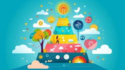 Visual representation of Bloom's taxonomy, illustrating the progression of thinking skills from basic recall to advanced creativity and innovation.