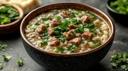 Delicious Beef and Rice Soup with Parsley
