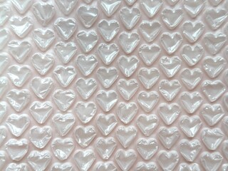 Pink bubble wrap in hearts shape