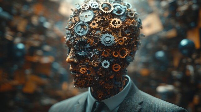 Man with gears in his head