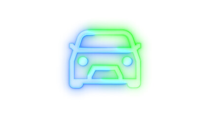 Neon icon car symbol transparent background