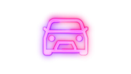 Neon icon car symbol transparent background