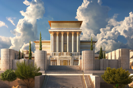 An illustration of the Beit HaMikdash, Solomon's Temple in Jerusalem, highlights its majestic structure and sacred significance