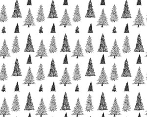 Obraz premium Seamless pattern with christmas trees on white background