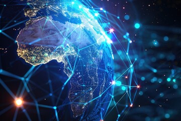 Image of the Earth with connections, suitable for illustrating global networks and infrastructure