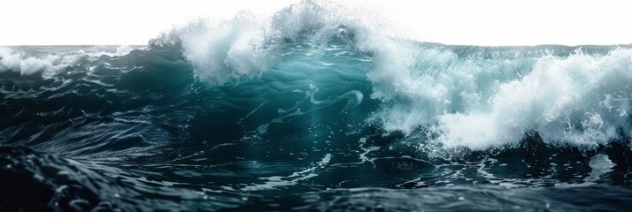 Naklejka premium Beautiful ocean wave isolated against a white background, highlighting its fluid motion