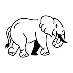 Hand drawn icon of elephant walking 