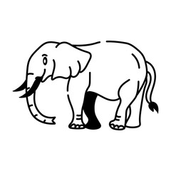 A cute elephant character doodle style icon 