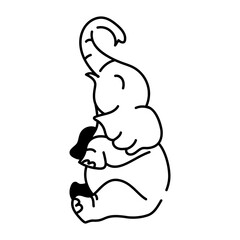 Drawing style icon of trumpeting elephant 