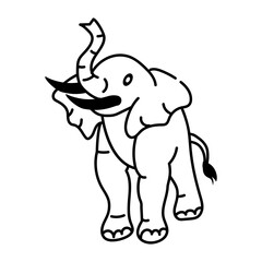 Fototapeta premium Drawing style icon of elephant cartoon 