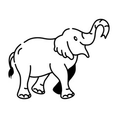 Doodle style icon of trumpeting elephant 