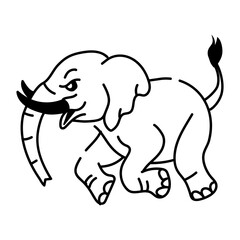 Drawing style icon of angry running elephant 