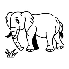 Drawing style icon of hungry elephant 