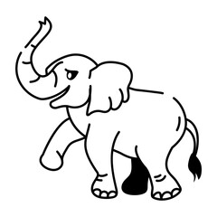 Jolly elephant icon designed in drawing style 