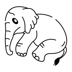 Drawing style icon of sad elephant 
