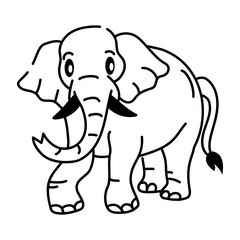 Hand drawn icon of big elephant 