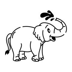 Drawing style icon of naughty elephant 