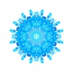 Watercolor blue rosette - snowflake on white background