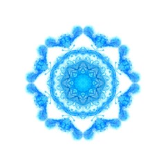 Watercolor blue rosette - snowflake on white background